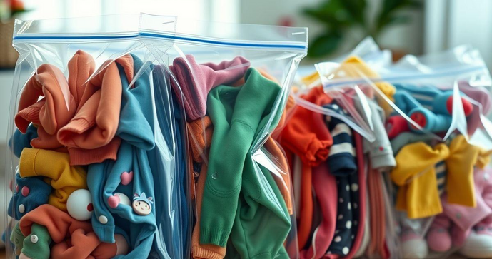 Sacos Ziplock para Roupa Infantil que Facilitam a Organização e Proteção